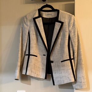 Kasper Cream and Black Textured Blazer